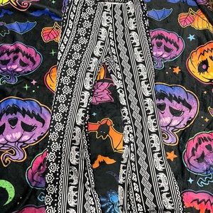 Boho Elephant Geo Print Stretch Flare Pants XL